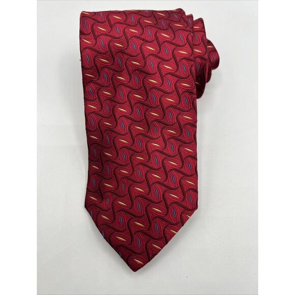 JOS. A. BANK Reserve Men's Silk Necktie‎ ITALY Designer Geometric Red Multicolor - Picture 7 of 9
